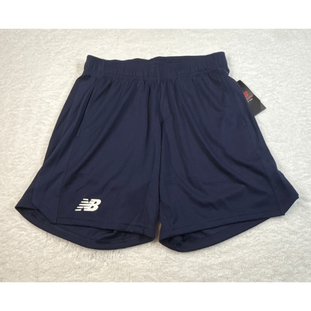 New Balance Mens Medium Navy Blue Mesh Drawstring Gym Athletic Shorts NWT